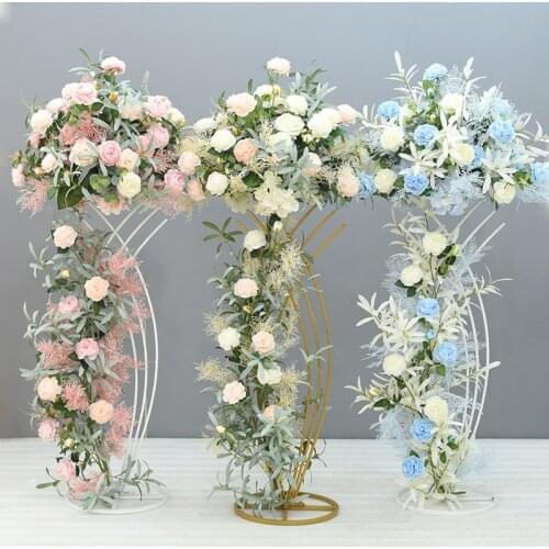 4 PCS Flower Vase Floor Vases Column Stand Metal Road Lead Wedding Centerpiece Geometric Pot Table Rack For Home Event Decor