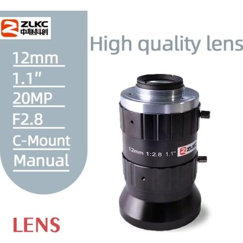 20 Mega Pixel 12mm 1.1" C-Mount Lens F2.8 Camera Lenses Low Distortion for Industrial Machine Vision Manual Iris FA/CCTV lens HD