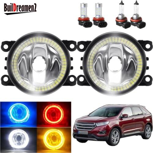 Angel Eye Fog Light Assembly For Ford Edge 2015 2016 2017 Car Front Bumper Fog Lamp with Halo Ring Daytime Running Light H11 12V