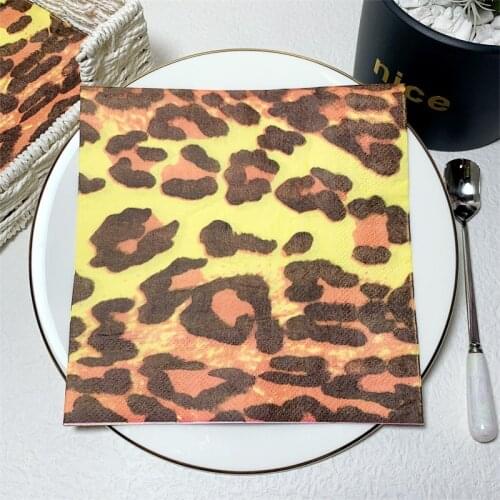 20Pcs/Bag Fashion Leopard Paper Decoupage Tissues Personality Paper Napkins for Wedding Birthday Decorative Party Supplies