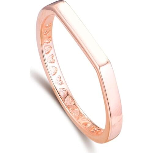 Signature Rose Bar Stacking Rings 100% 925 Sterling-Silver-Jewelry Free Shipping