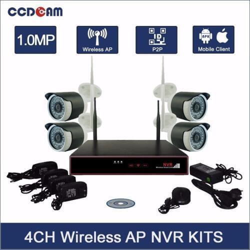 CCDCAM CCTV 4CH Wireless NVR Kit 1MP Wifi IP Camera Set 4CH NVR Kit 720P Security Camera System Free Shipping