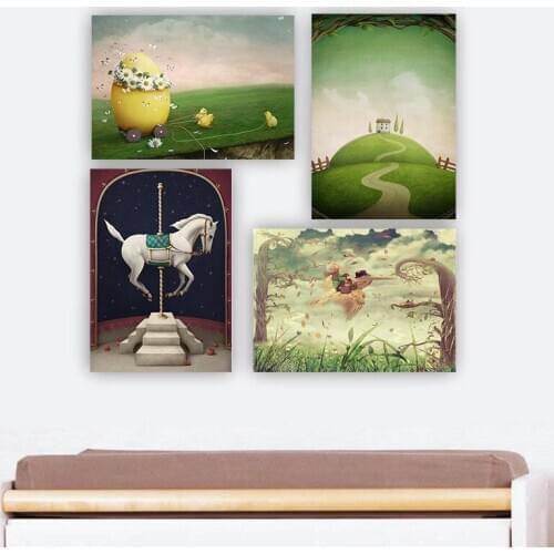 Fairy tale world printed canvas pictures Poster Nursery Print Minimalist Painting Nordic Kids Baby Room Decor