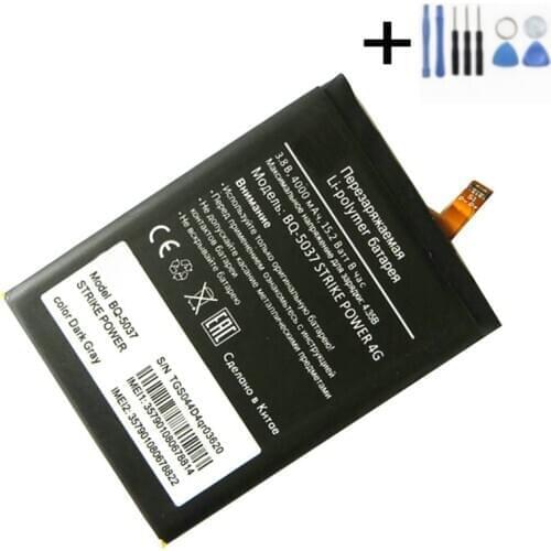 1x 100% 4000mAh Battery Replacement For BQ BQ-5037 Strike Power 4G Smart Phone Batteries + Repair Tools kit