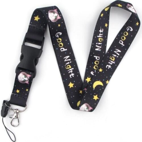 Good night cat Lanyard Badge ID Mobile Phone Rope Key Lanyard Neck Straps Accessories webbings ribbons