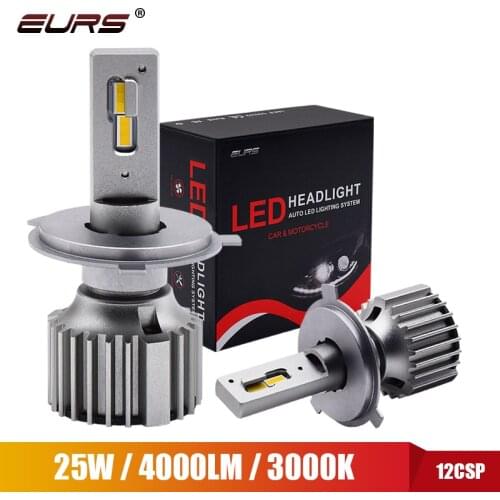 EURS 2PCS H4 Led Headlight 3000K 12V Auto Bulb H8 H7 BH3 HB4 Led Car Fog Light 50W 8000LM 880 Yellow New Hot Car Light 24V Y6S