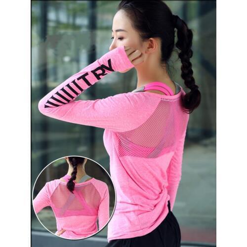 Gym Top Quick-Dry Running Shirt Long Sleeve Women Shirts Print Workout Fitness Yoga Top yoga Shirt sportswear SY123