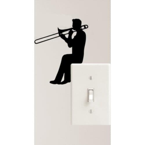 Trombone Music Decal Vinyl Decals Light Switch Sticker Playing Jazz Classical Instrument Home Decor