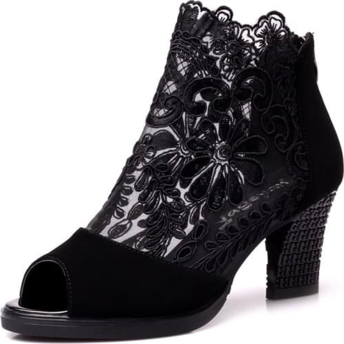 Sexy Heels Single Shoes Summer Mesh Peep Toe Sandals Women Shoes In Europe and America 2021 Spring and Summer