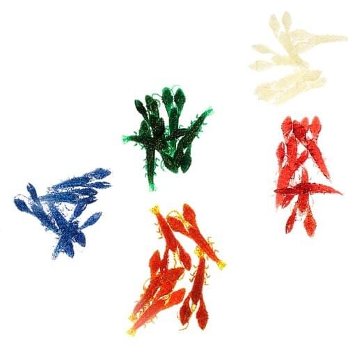 Pack of 5 PCS Soft Rubber 3D Shrimp Prawn Fishing Lures Bait Random Color Fishing Baits for Fisherman