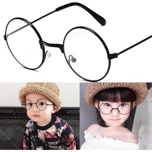 GOZLUGU Vintage Glasses Round Metal Frame Eye Glasses Game Eyewear Clear Lens College Style Eye Protection Transparent Glasses
