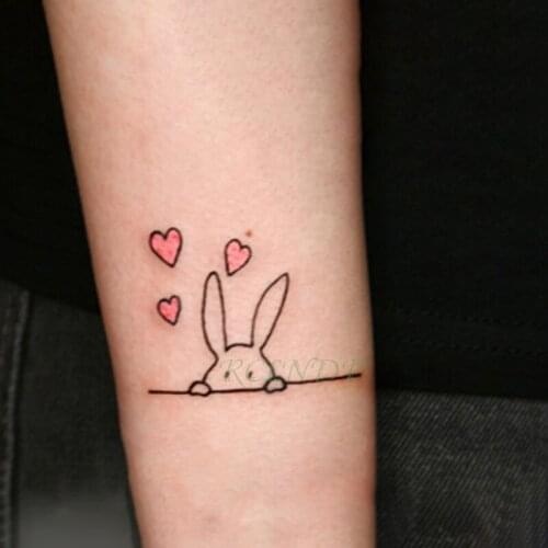 Waterproof Temporary Tattoo Sticker lovely heart rabbit animal tatto flash tatoo fake tattoos for kids men women