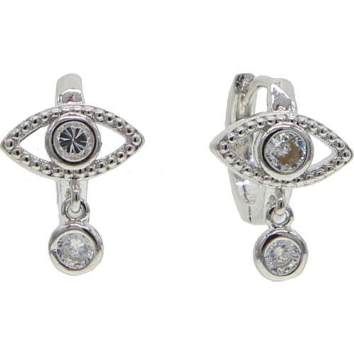 2020 New gold rose color sparking AAA+ cz evil eye earrings girl women turkish jewelry pave cz earring