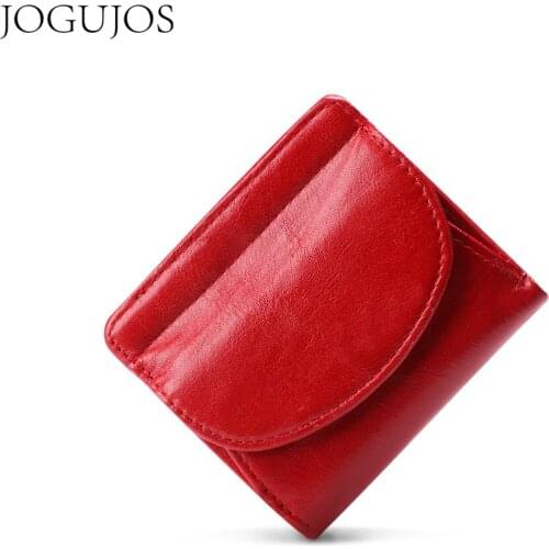 JOGUJOS Womens Mini Wallet Genuine Leather Short Coin Purses Money Storage Bag Female Small Card Holder Girls Fashion Proket