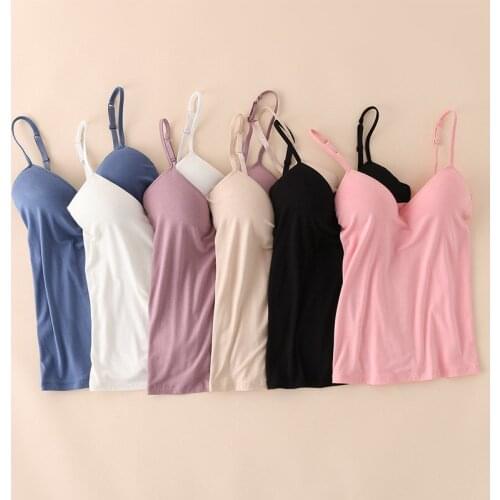 Women Padded Bra Spaghetti Strap V Neck Vest Cami Tank Tops Shirt Blouse