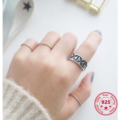 Korea New Style 925 Sterling Silver Rings for Women Simple Fashion Chic Open Rings Jewelry