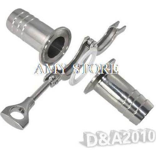 1 Pair 45MM 1.75" OD Sanitary Hose Barb Pipe Fitting +TRI CLAMP 2.5"+PTFE Gasket Stainless Steel 304