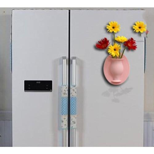 1PCS Creative Silicone Sticky Flower Pot Wall Stick Flower Potted Plants Container for Home Office Wall Refrigerator Decoration