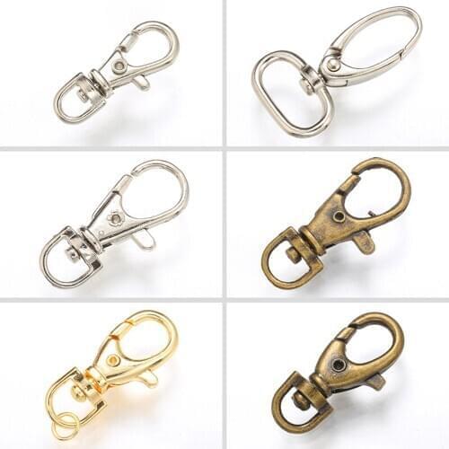 10 pcs/lot Key Ring Lobster Clasp Lock Gold Silver Plated connector For Bag Belt DIY Jewelry Making Findings