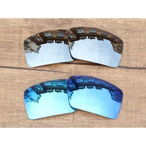 Vonxyz 2 Pairs Ice Mirror & Chrome Mirror Polycarbonate Replacement Lenses for-Oakley Eyepatch 2 Frame