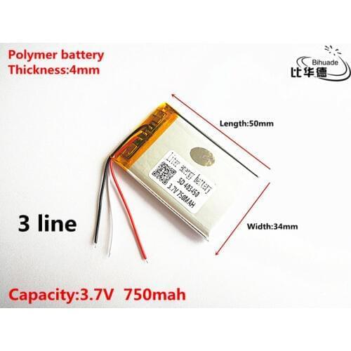 3 line Good Qulity 3.7V,750mAH,403450 Polymer lithium ion / Li-ion battery for TOY,POWER BANK,GPS,mp3,mp4