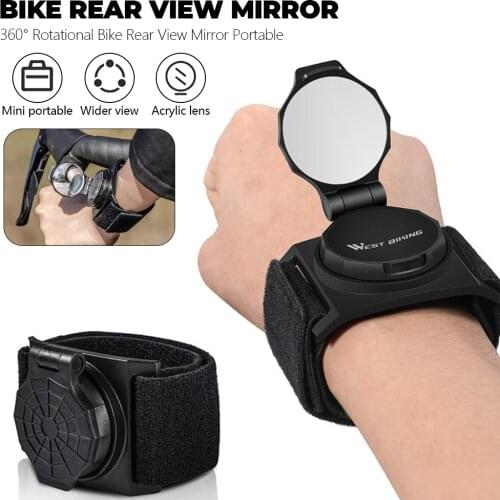 360 Rotational Bike Rear View Mirror Cycling Handlebar Wrist Mirror Portable Safety Back Rearview Mirrors Bicycle Accessories