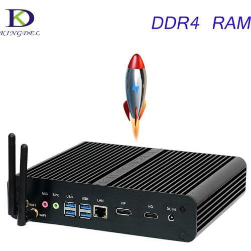 7th Gen.Core i7 7500U Fanless Desktop Mini PC Nettop with 8G Ram+128G SSD+1TB HDD 4K HTPC HDMI+DP, 300M Wifi, Windows 10 Pro