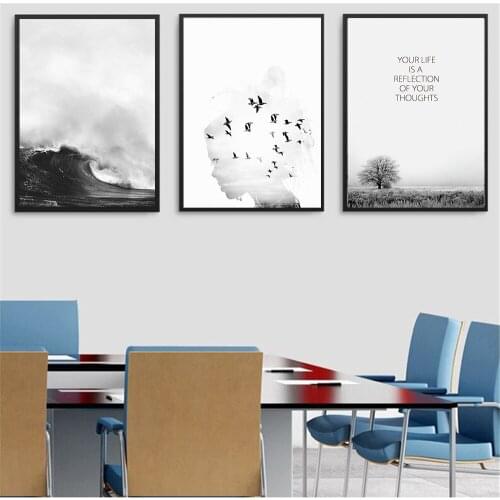 Abstract Art Painting Home Decor Snow Tree Sea Wave Painting Leaf Girl Pictures for Living Room Coffee Wall Nordic Poster