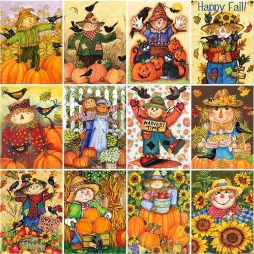 Diamond Painting Scarecrow 5D DIY Cross Stitch Kit Diamond Embroidery Pumpkin Cartoon Craft Kit Home Decorations