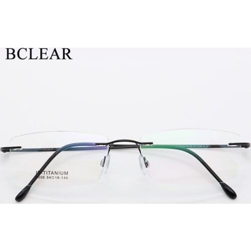 BCLEAR B Titanium Glasses Frame Men 2021 New Women Rimless Prescription Square Eyeglasses Frames Myopia Optical Korean Eyewear