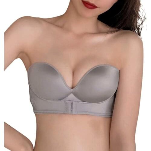 Women Push Up Invisible Bras Brassiere Seamless Bralette Sexy Strapless Front Closure Bra