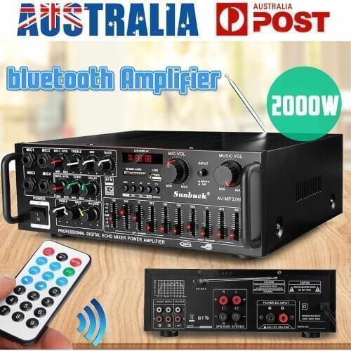 Home Bluetooth Amplificador 2 Channel Home Car Audio Stereo Subwoofer Amplifier Power Audio Amplifier Audio USB SD With Remote