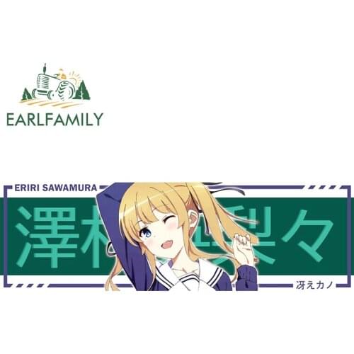 EARLFAMILY 13cm x 4.2cm for Saekano Decal Vinyl Car Stickers Waterproof Scratch-Proof Motorcycle Personality Car Door Protector