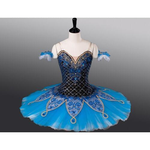 Fltoture Blue Bird Stage Costumes Girls Ballet Competition Tutu ATS9013 Child Custom Made Tutu 10 Layers Ballet Skirt
