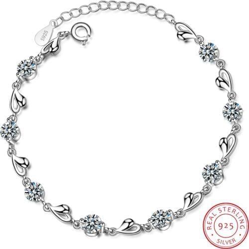 Delicate 925 Sterling Silver Zirconia Love Heart Shaped Bracelets For Women Valentines Gift Wedding Fine Jewelry S-B227