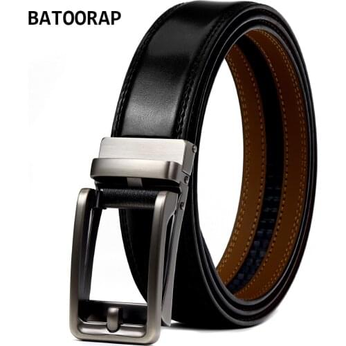 BATOORAP Brand Classic Black Belt For Men Leather Designer Luxury Gray Automatic Buckle Fashion Accessories Trouser Belts WLE036