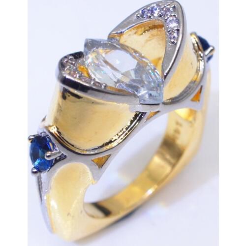 New Horse Eye Zircon Yellow Gold Plating Separation Ring Luxury Stone Wedding Engagement Rings for Women Vintage Jewelry Gifts