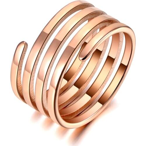 Punk Style Stainless Steel 4 Laps Circle Party Ring Bohemia Geometric Cocktail Rings Jewelry For Women Girls R20012