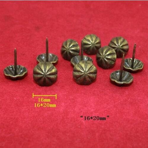Bulk Antique Flower Pattern Carved Nail Decorative Upholstery Tacks Stud Wooden Box Case Furniture Nails Pushpin,16*20mm,500Pcs