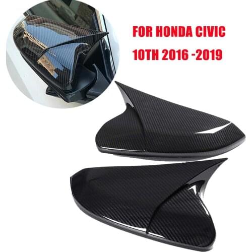 For Honda Civic 10th 2016~2018 Car Rear View Side Mirror Cover Rearview Mirror Cap Real Carbon Fiber Side Wing Door Mirror Cover