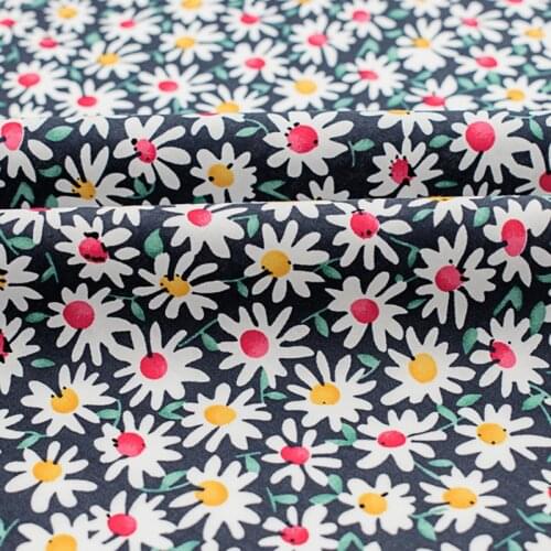 Daisies On Blue Reactive Printing And Dyeing Cotton Fabric For Dress Tissus Au MÈTre Telas Por Metro Tissu Vestidos Ткань Tela