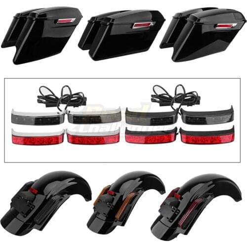 Motorcycle Stretched Extended Hard Saddlebags CVO Rear Fender System Led Saddle Bag Tail Light For Harley Touring 2014-2020
