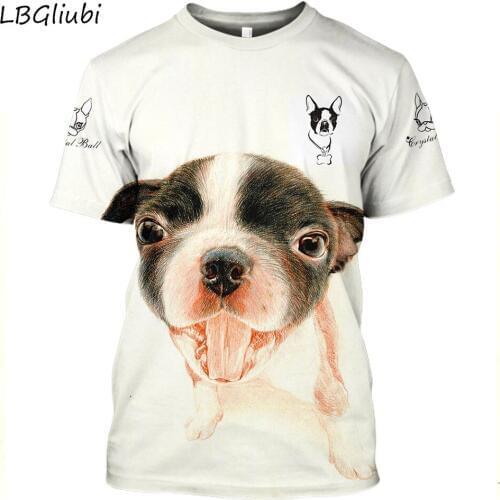 2019 New Boston Terrier 3D Print T-Shirt Men and Women Fashion Print T-Shirt Cute Casual Short Sleeve