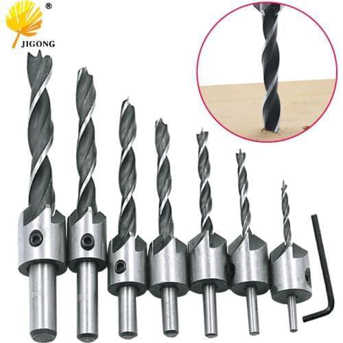 7pcs HSS 8 Flute Countersink Drill Bit Set Reamer Woodworking Chamfer 3mm 4mm 5mm 6mm 7mm 8mm 10mm