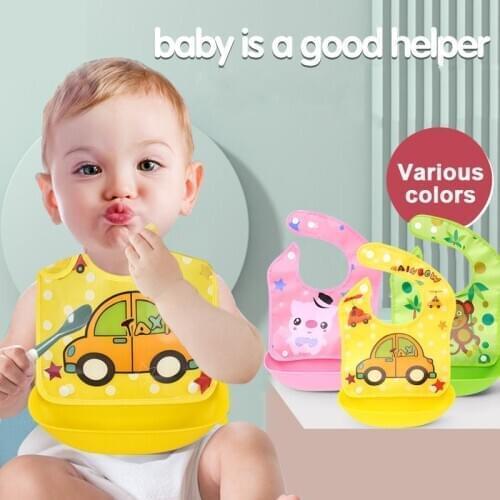Newborn Baby Bibs Waterproof Baby Aprons Bib Adjustable Removable Silicone Feeding Baby Saliva Towel Cartoon Apron Baby Bib