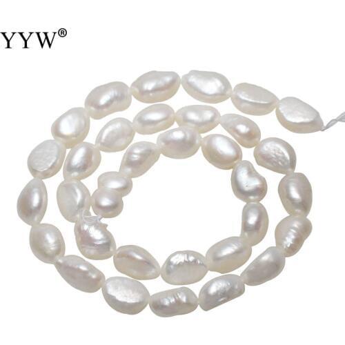 Natural Cultured Baroque Freshwater Pearl Beads White 9-10mm Approx 0.8mm Sold Per Approx 15.5 Inch Strand