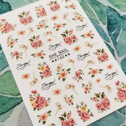 Newest SHE 160 design 3d nail sticker decal export Japan rhinestiones DIY decorations for nail art