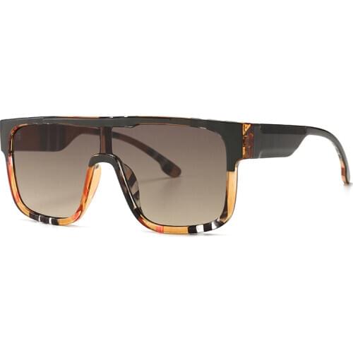 New Fashion Luxury Brand Design Oversized Square Sunglasses Women Vintage Flat Top One Piece Lens Stripe Frame Sun Glasses A01