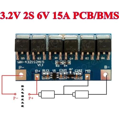 2pcs/lot 3.2v Lifepo4 6v 6.4v 7.2v BMS 15A Battery PCB Protection Board for 3.2v 32650 26650 7.3v 7.2v LFP Cells Pouch IC Board
