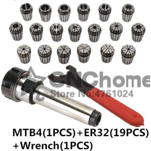 ER32(3 4 5 6 8 10 12 14 16 18 20) Spring Clamps 19PCS MT4 ER32 1PCS Collet Chuck Morse Holder Cone For CNC Milling Lathe tool